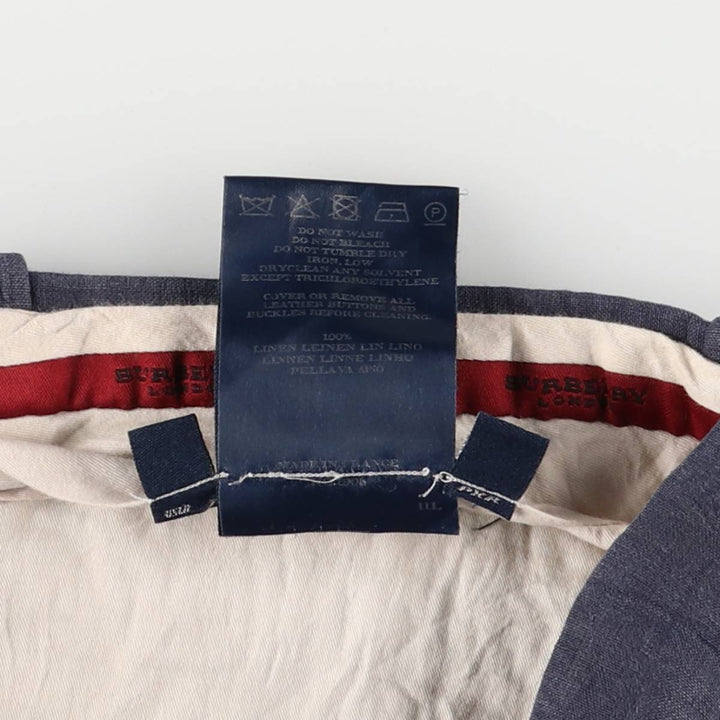 Burberry's BURBERRY LONDON linen pants and slacks, made in France, men's size W32 linen navy blue type Vintage Second Hand