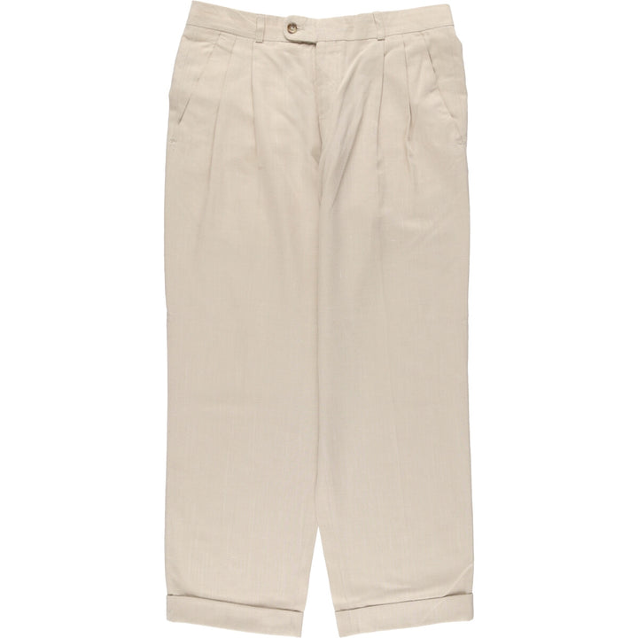 Vintage two-pleat slacks for men, size W34 polyester Beige type Vintage Second Hand