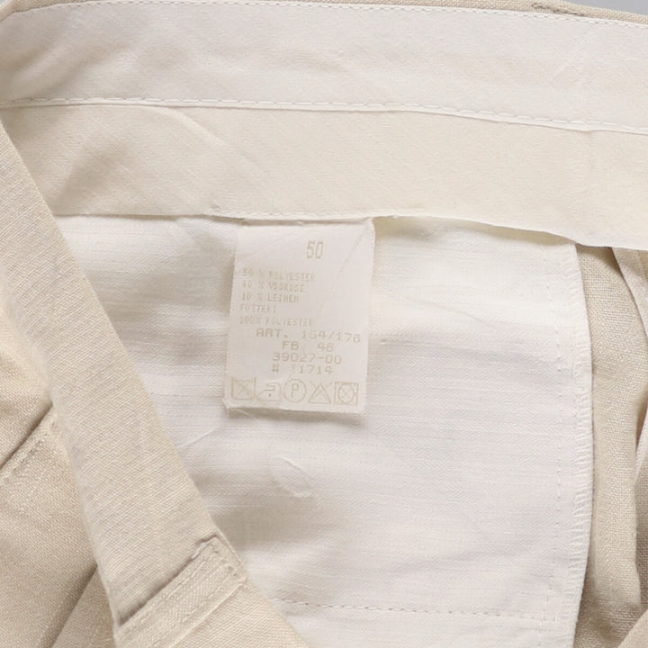 Vintage two-pleat slacks for men, size W34 polyester Beige type Vintage Second Hand