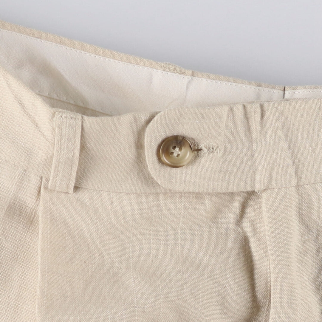 Vintage two-pleat slacks for men, size W34 polyester Beige type Vintage Second Hand