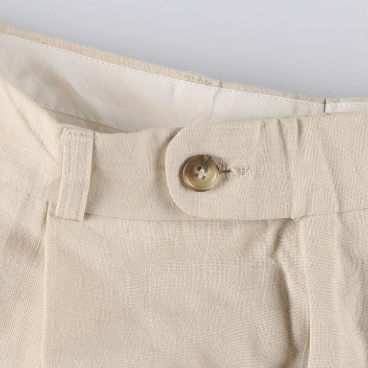 Vintage two-pleat slacks for men, size W34 polyester Beige type Vintage Second Hand
