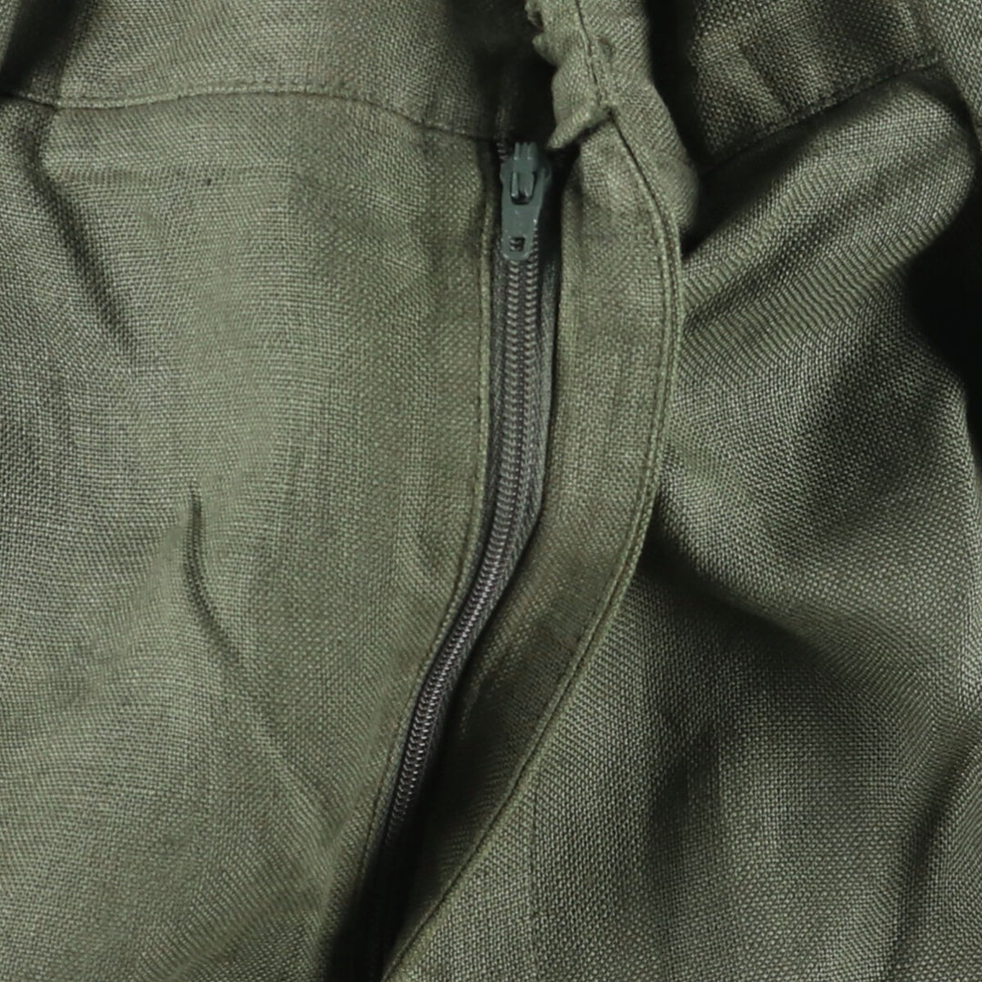 90'S J.Crew Two-pleat Linen Pants Slacks Men's W32 Vintage linen Khaki type Vintage Second Hand