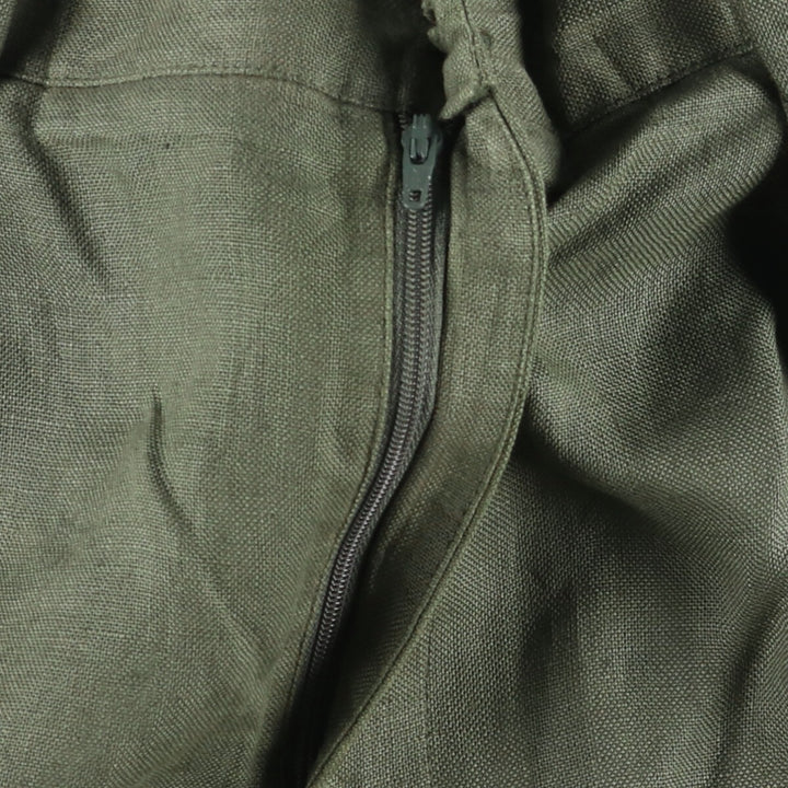 90'S J.Crew Two-pleat Linen Pants Slacks Men's W32 Vintage linen Khaki type Vintage Second Hand