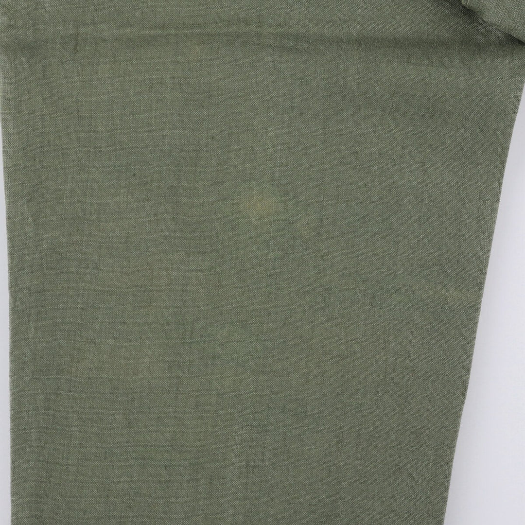 90'S J.Crew Two-pleat Linen Pants Slacks Men's W32 Vintage linen Khaki type Vintage Second Hand
