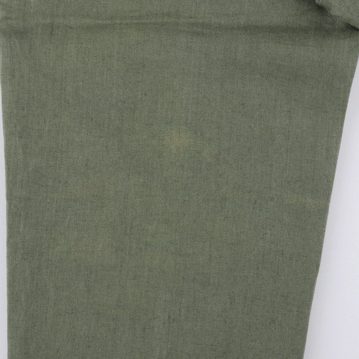 90'S J.Crew Two-pleat Linen Pants Slacks Men's W32 Vintage linen Khaki type Vintage Second Hand