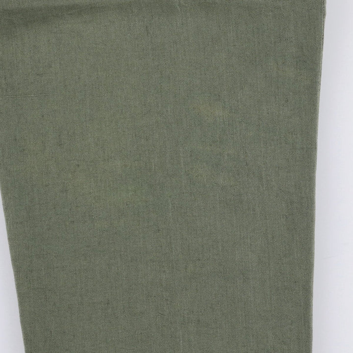 90'S J.Crew Two-pleat Linen Pants Slacks Men's W32 Vintage linen Khaki type Vintage Second Hand