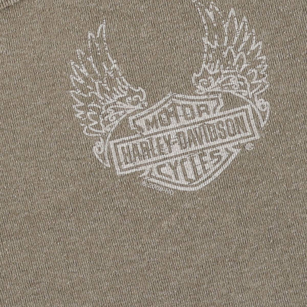 00'S Harley-Davidson Motorcycle Bike T-shirt Women's L size cotton Khaki type Vintage Second Hand