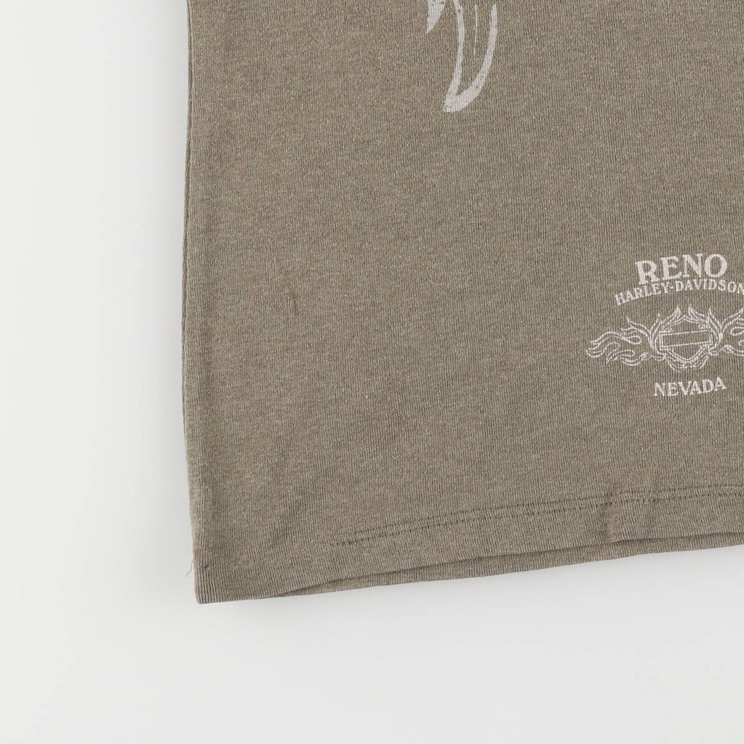 00'S Harley-Davidson Motorcycle Bike T-shirt Women's L size cotton Khaki type Vintage Second Hand