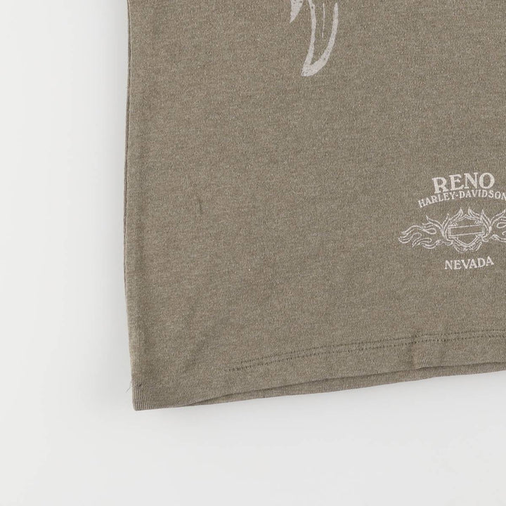 00'S Harley-Davidson Motorcycle Bike T-shirt Women's L size cotton Khaki type Vintage Second Hand