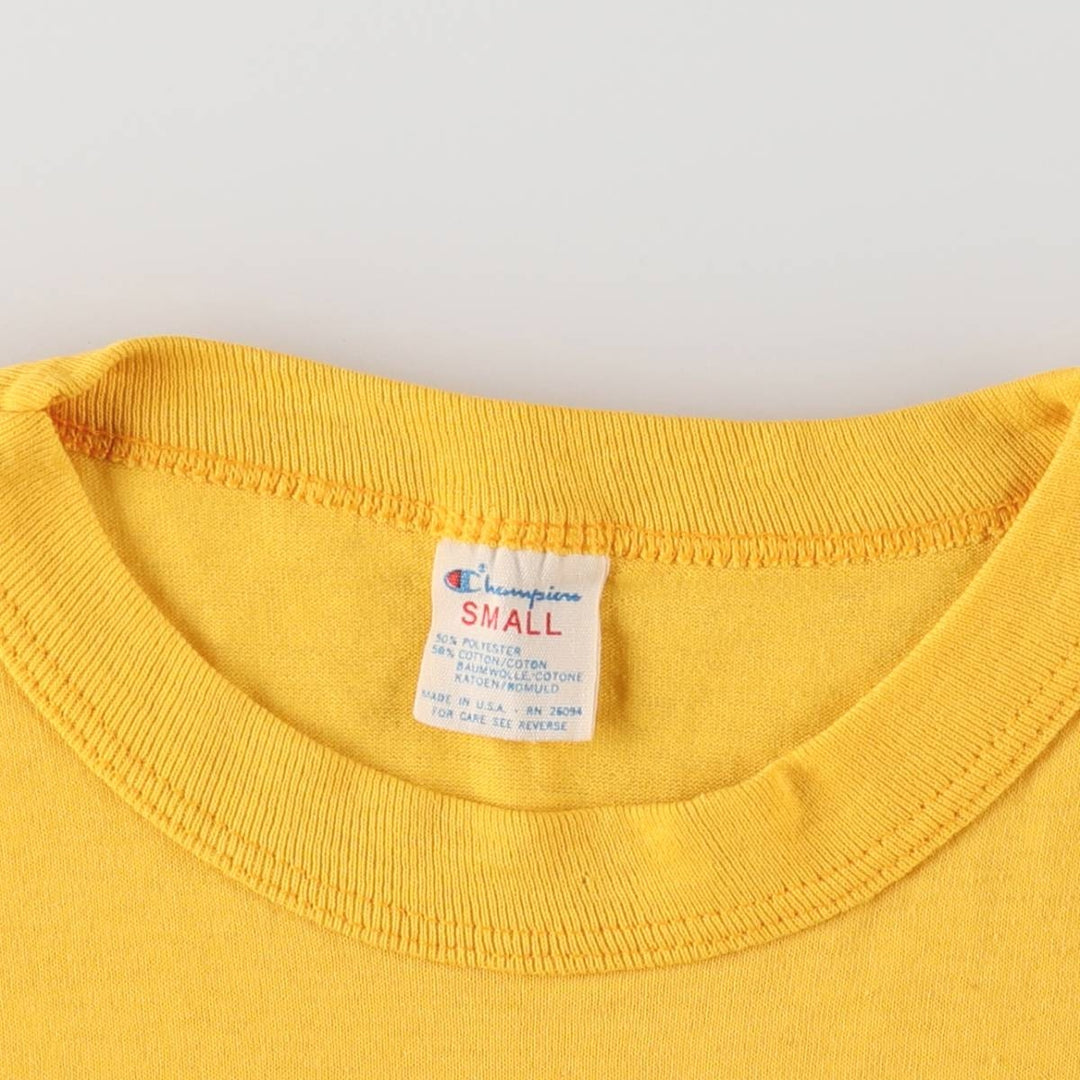 Vintage 1980'S Champion Trico Tag College T-shirt, Made in USA, Women's Size Small polyester yellow type Vintage Second Hand
