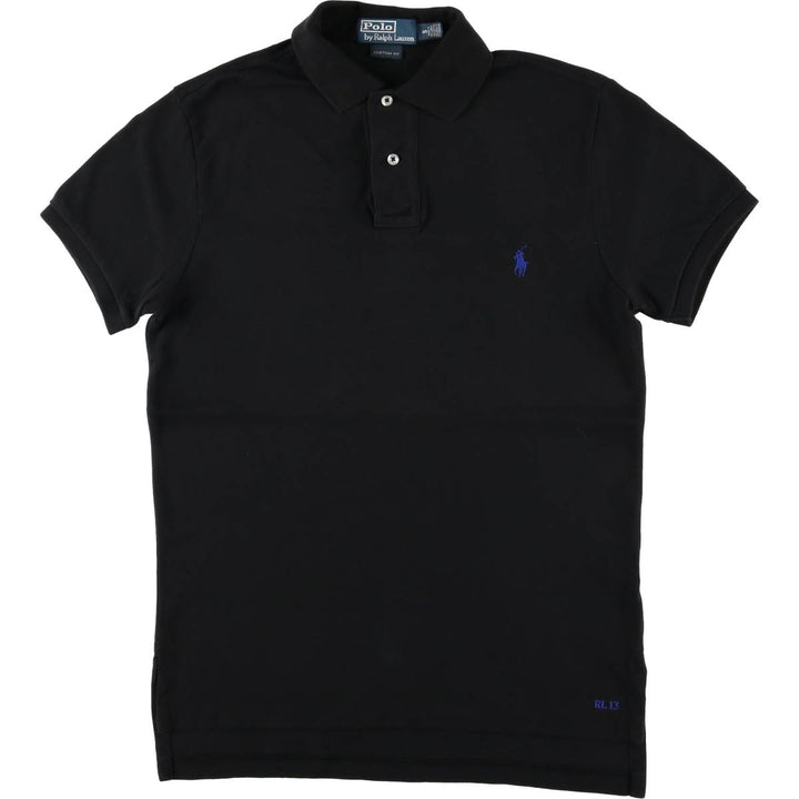 Ralph Lauren POLO by Ralph Lauren CUSTOM FIT short-sleeved polo shirt, men's size S cotton black type Vintage Second Hand
