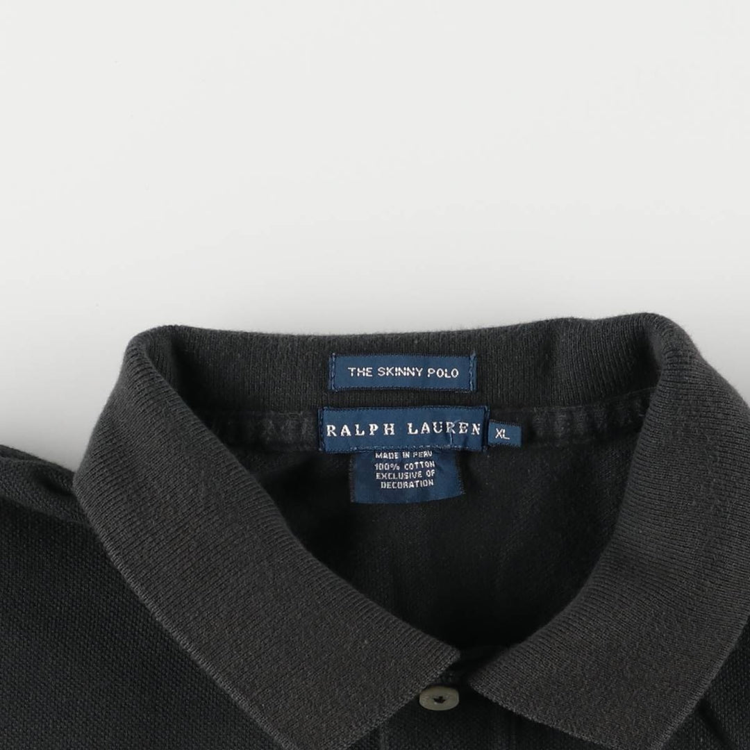 Ralph Lauren THE SKINNY POLO short sleeve polo shirt, women's size XL cotton black type Vintage Second Hand