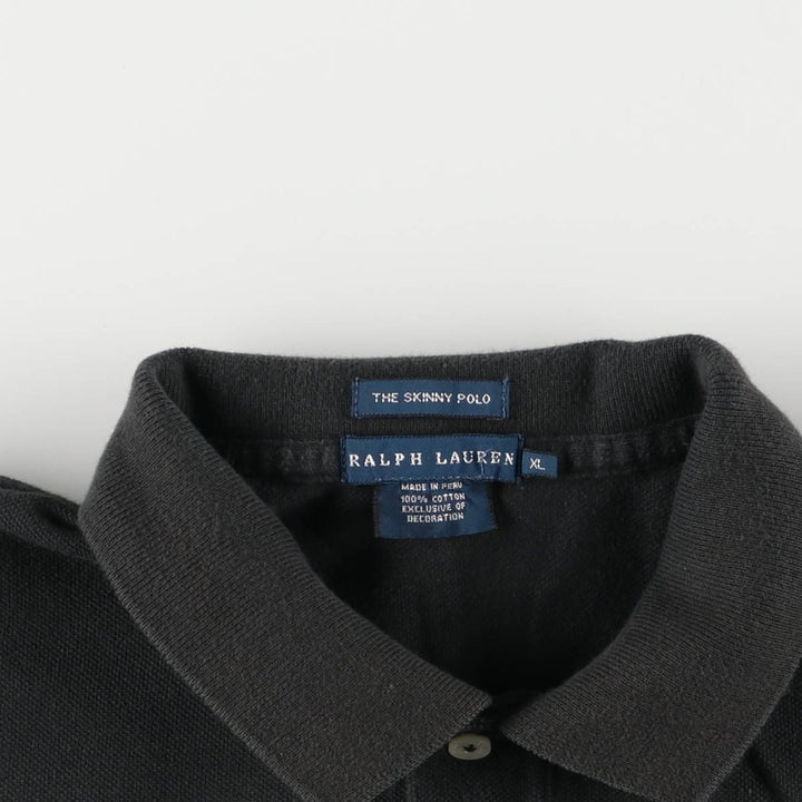 Ralph Lauren THE SKINNY POLO short sleeve polo shirt, women's size XL cotton black type Vintage Second Hand