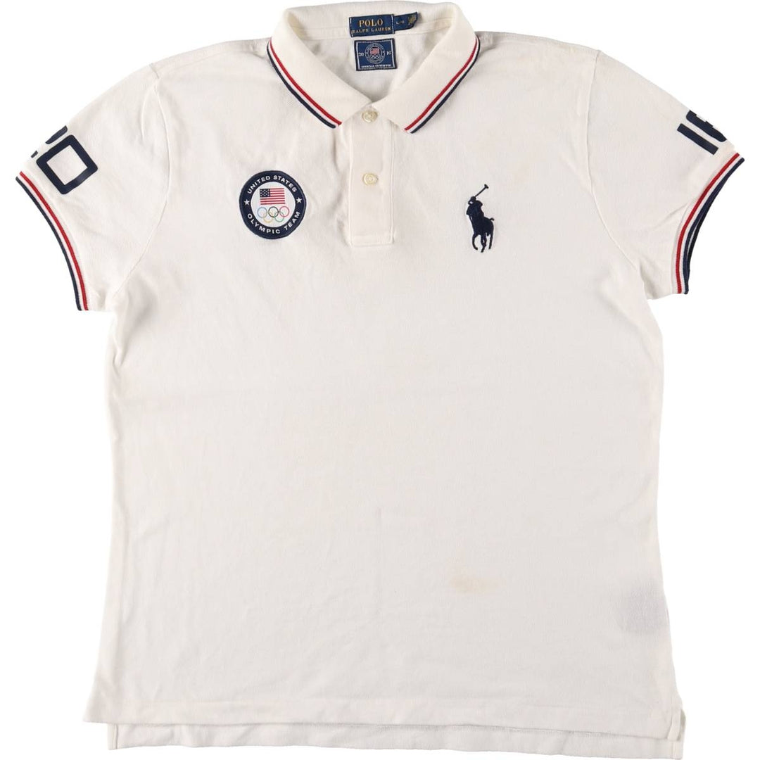 Ralph Lauren POLO RALPH LAUREN 2016 Rio de Janeiro Olympics short sleeve polo shirt for women size L cotton white type Vintage Second Hand
