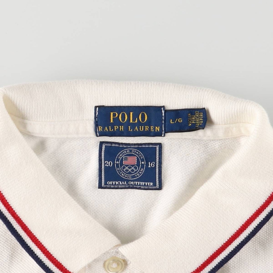 Ralph Lauren POLO RALPH LAUREN 2016 Rio de Janeiro Olympics short sleeve polo shirt for women size L cotton white type Vintage Second Hand