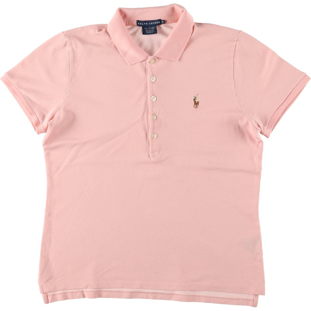 Ralph Lauren short-sleeved polo shirt, women's size XL cotton coral Vintage Second Hand