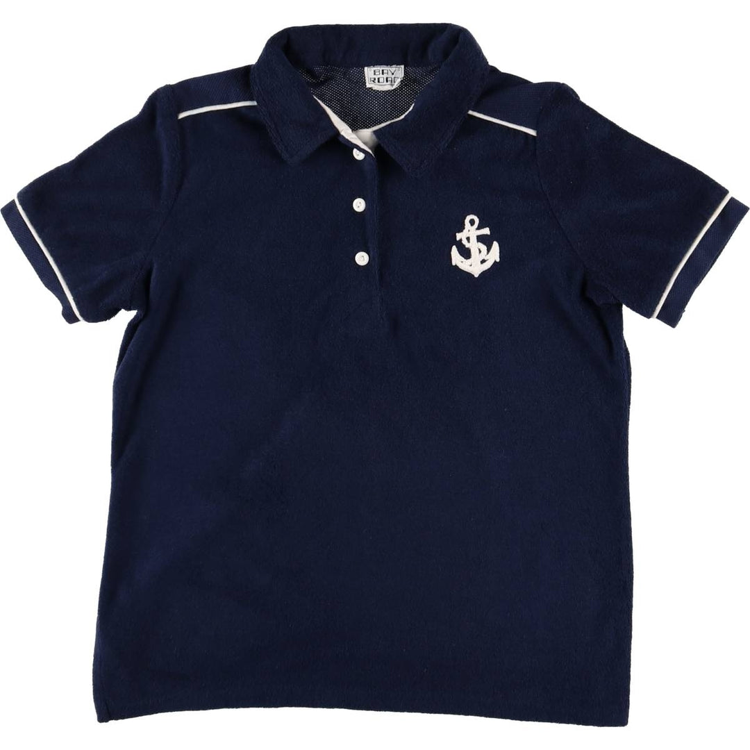 BAY ROAD Short Sleeve Polo Shirt, Women's Size L polyester navy blue type Vintage Second Hand