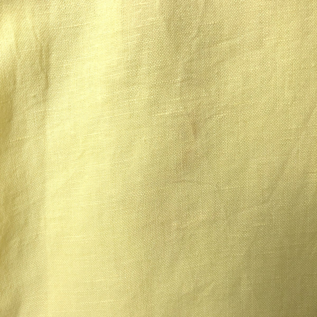 90s-00'S Calvin Klein Jeans Short Sleeve Open Collar Cotton and Linen Box Shirt, Men's Size L linen yellow type Vintage Second Hand