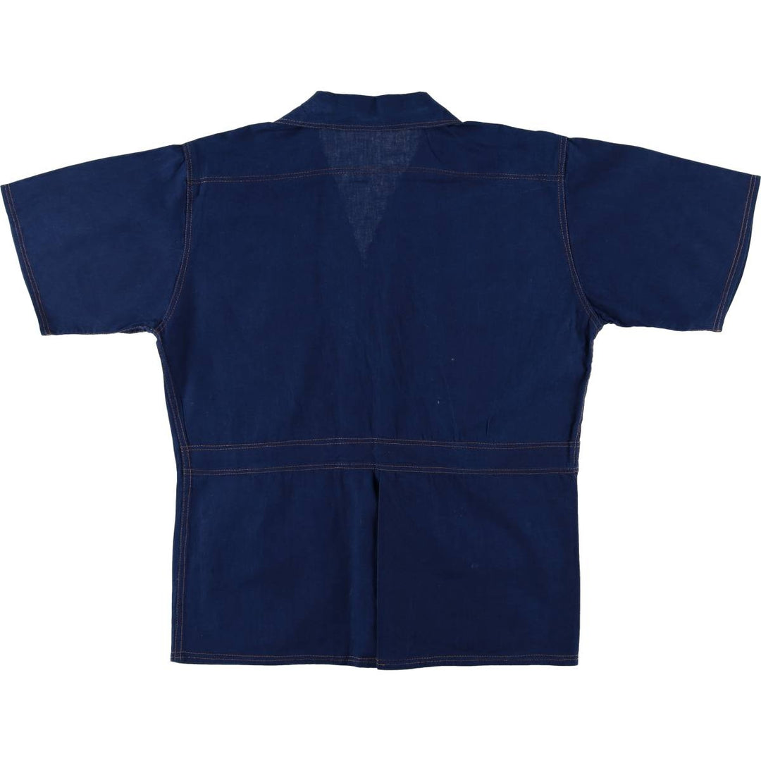 Short-sleeved open-collar shirt, women's size L unclear navy blue type Vintage Second Hand