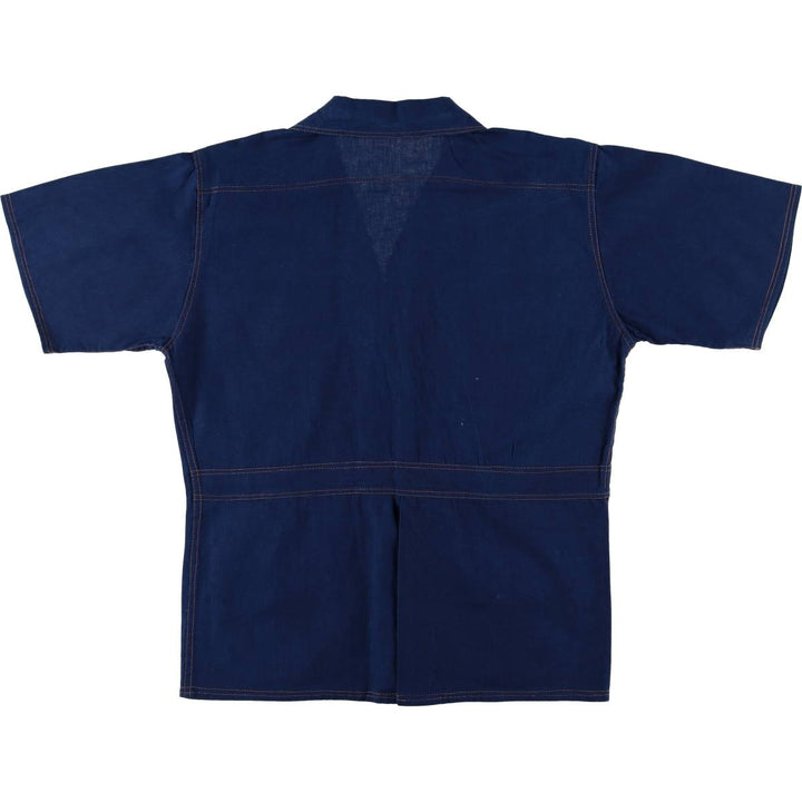 Short-sleeved open-collar shirt, women's size L unclear navy blue type Vintage Second Hand