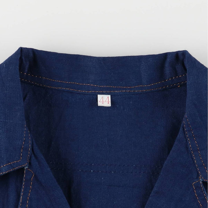 Short-sleeved open-collar shirt, women's size L unclear navy blue type Vintage Second Hand