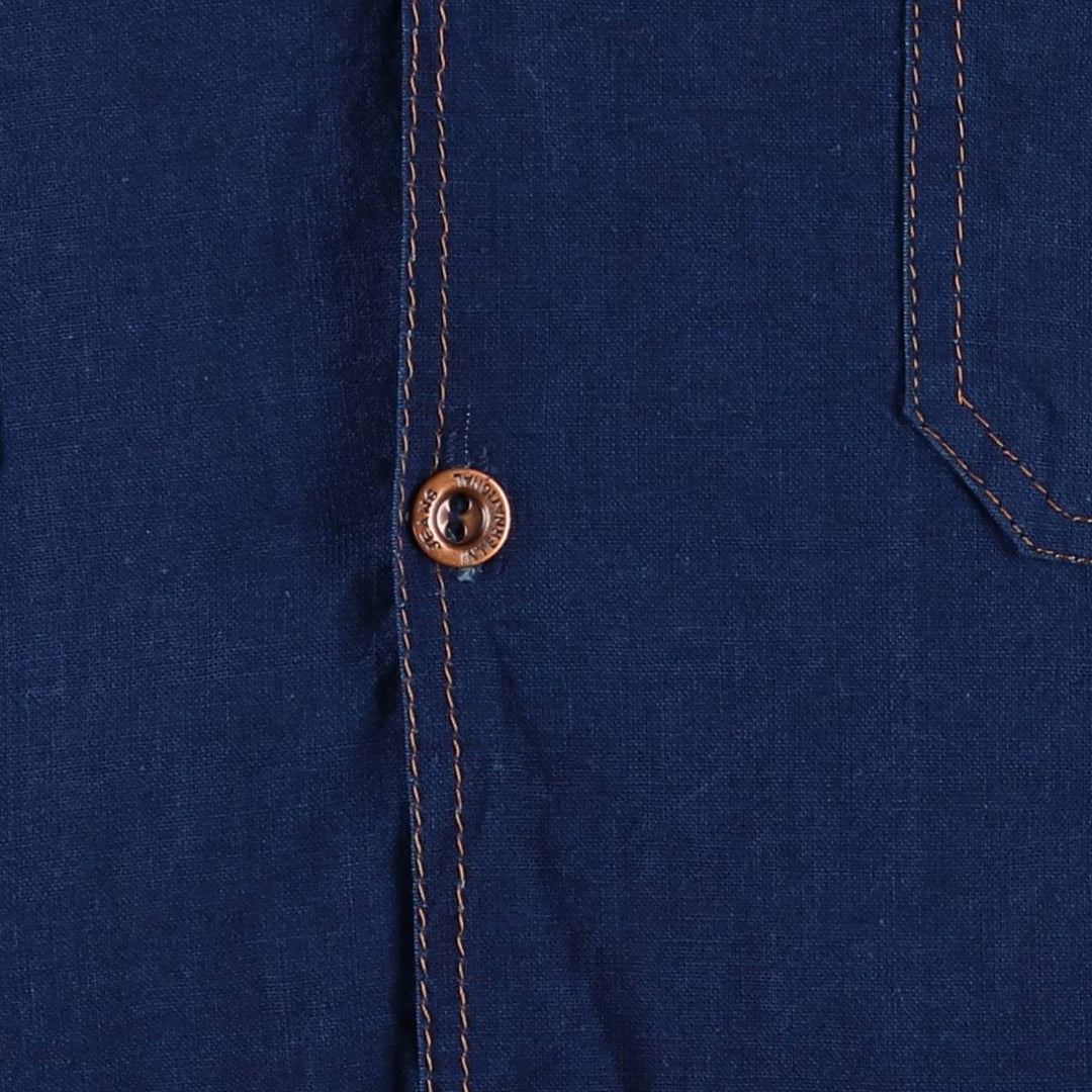 Short-sleeved open-collar shirt, women's size L unclear navy blue type Vintage Second Hand