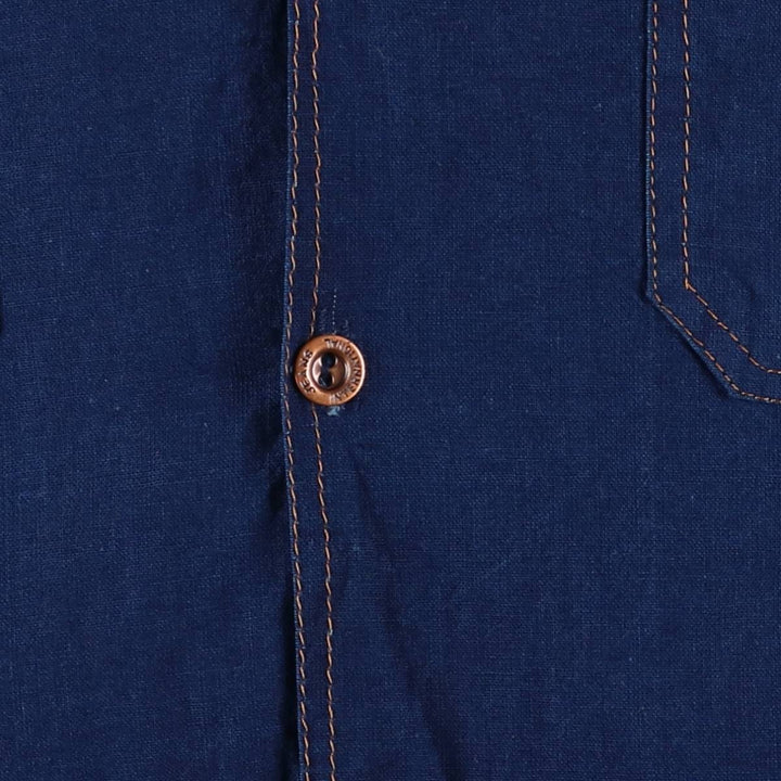 Short-sleeved open-collar shirt, women's size L unclear navy blue type Vintage Second Hand