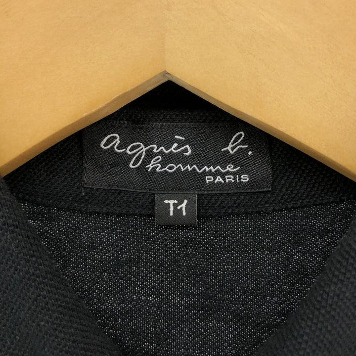 agnes b. HOMME pique short sleeve cotton shirt, men's size S cotton black type Vintage Second Hand