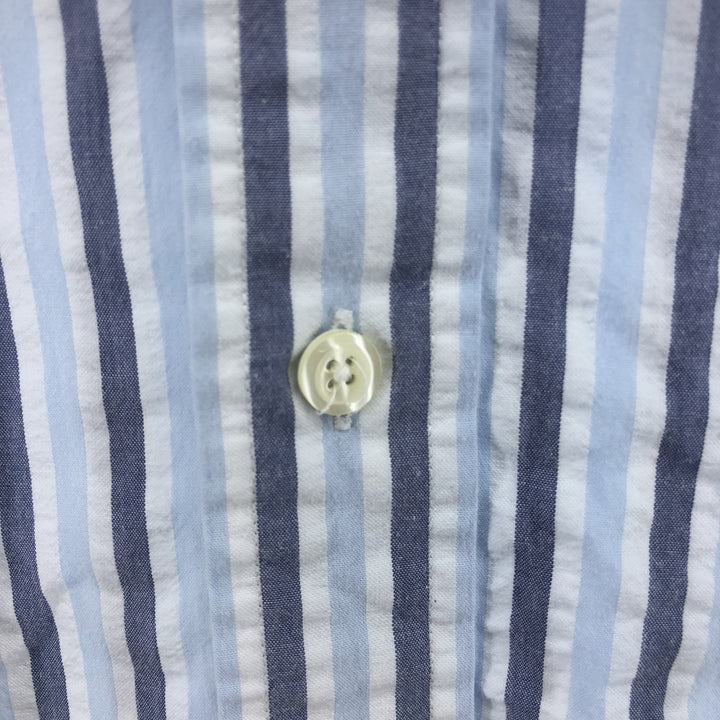 Brooks Brothers Est.1818 Seersucker Long Sleeve Button-Down Striped Shirt, Men's Size L cotton white type Vintage Second Hand