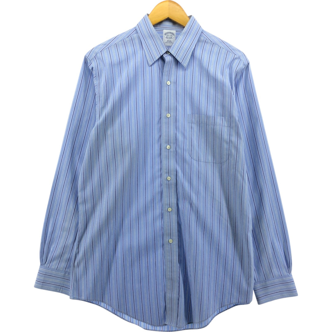 Brooks Brothers Est.1818 Long Sleeve Cotton Striped Shirt, Men's M Size cotton Blue type light blue Vintage Second Hand