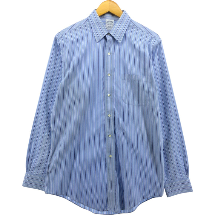 Brooks Brothers Est.1818 Long Sleeve Cotton Striped Shirt, Men's M Size cotton Blue type light blue Vintage Second Hand