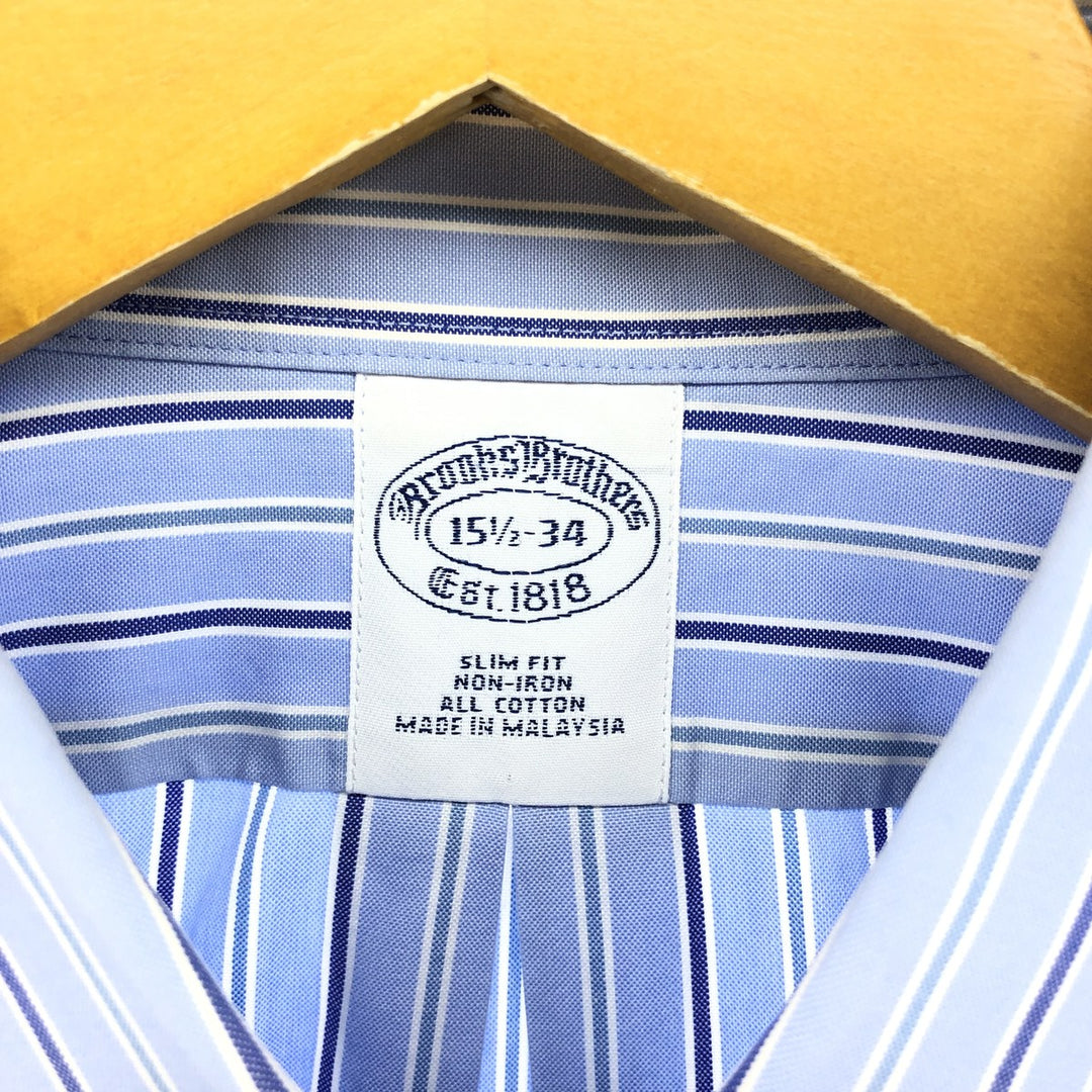 Brooks Brothers Est.1818 Long Sleeve Cotton Striped Shirt, Men's M Size cotton Blue type light blue Vintage Second Hand