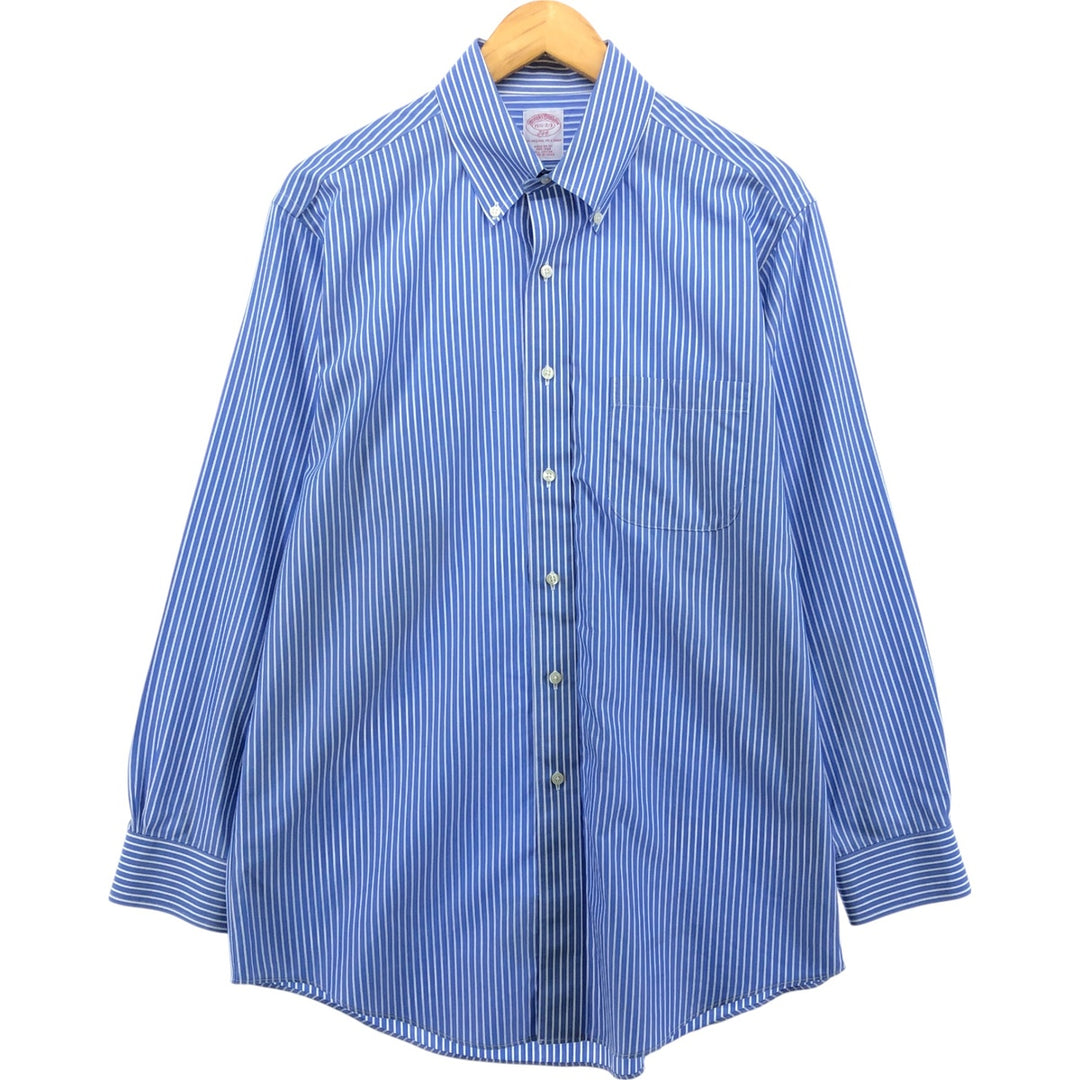 Brooks Brothers long-sleeved button-down striped shirt, men's size M cotton blue type Vintage Second Hand