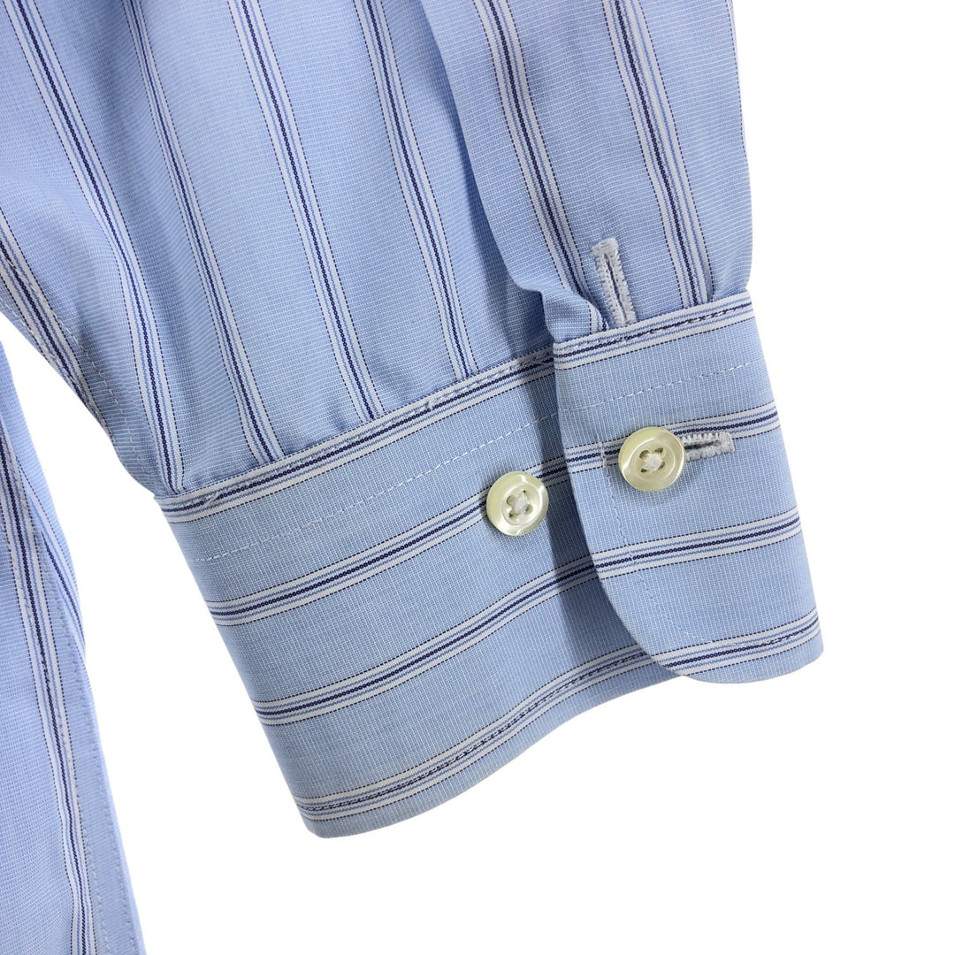 Brooks Brothers 346 Long Sleeve Cotton Striped Shirt, Men's Size Medium cotton Blue type light blue Vintage Second Hand