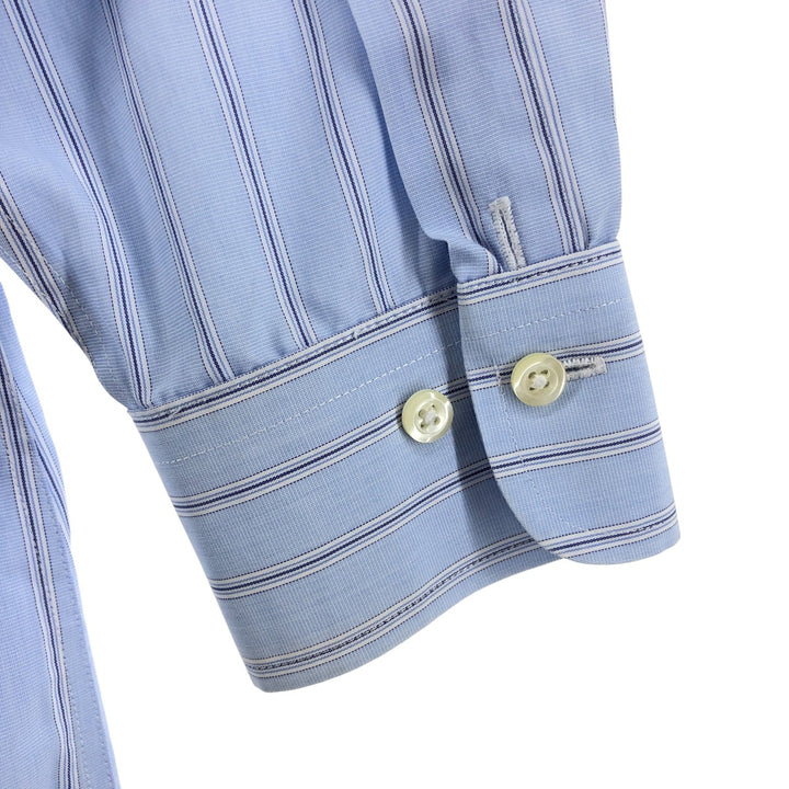 Brooks Brothers 346 Long Sleeve Cotton Striped Shirt, Men's Size Medium cotton Blue type light blue Vintage Second Hand