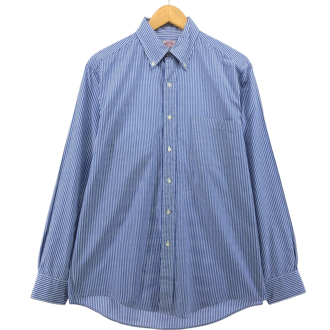 Brooks Brothers Est.1818 Long Sleeve Button-Down Striped Shirt, Men's M Size cotton blue type Vintage Second Hand