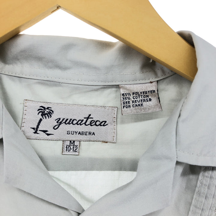 YUCATECA Open Collar Short Sleeve Cuban Shirt, Box Shirt, Women's Size M polyester gray type Vintage Second Hand