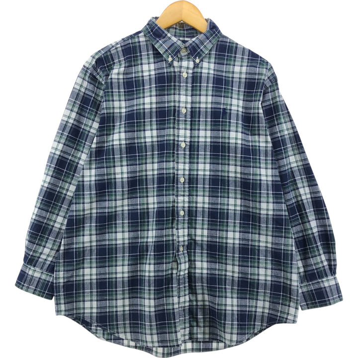 Ralph Lauren POLO by Ralph Lauren Long Sleeve Button-Down Check Shirt Men's Size L cotton navy blue type Vintage Second Hand
