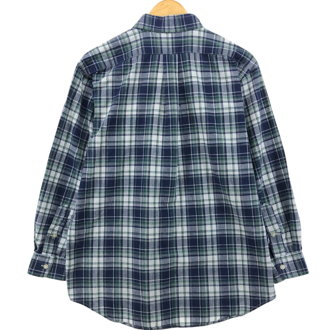 Ralph Lauren POLO by Ralph Lauren Long Sleeve Button-Down Check Shirt Men's Size L cotton navy blue type Vintage Second Hand