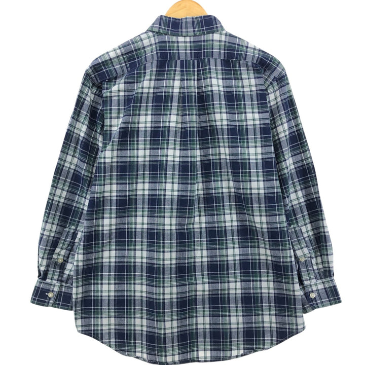 Ralph Lauren POLO by Ralph Lauren Long Sleeve Button-Down Check Shirt Men's Size L cotton navy blue type Vintage Second Hand