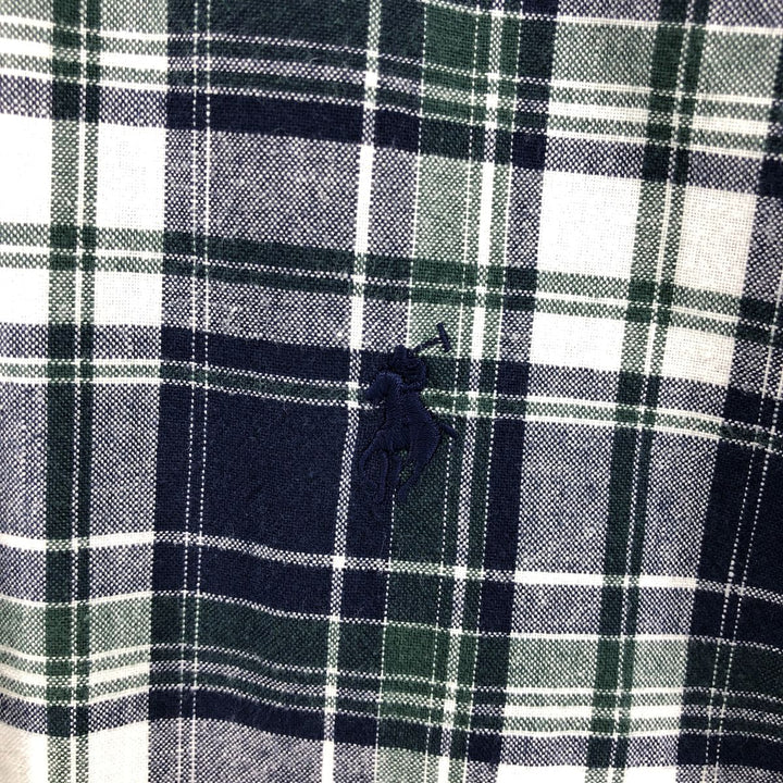Ralph Lauren POLO by Ralph Lauren Long Sleeve Button-Down Check Shirt Men's Size L cotton navy blue type Vintage Second Hand
