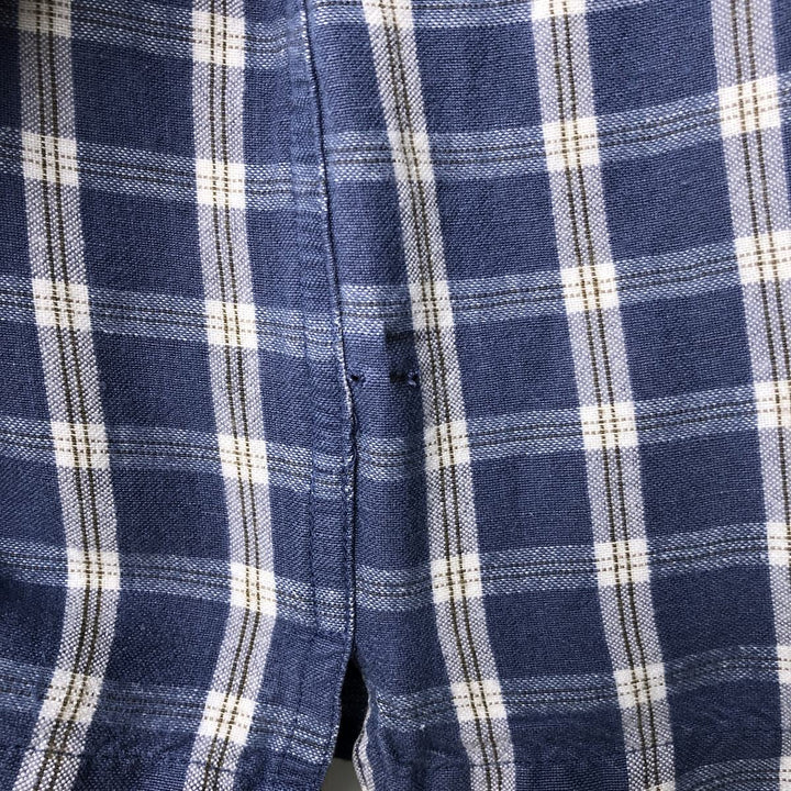 PROFILO CLASSICS Check Pattern Short Sleeve Open Collar Rayon and Linen Box Shirt, Men's Size L linen blue type Vintage Second Hand