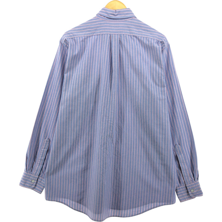 70s~80'S LLBean Long Sleeve Button-Down Striped Shirt Made in USA Men's Size L Vintage cotton blue type Vintage Second Hand