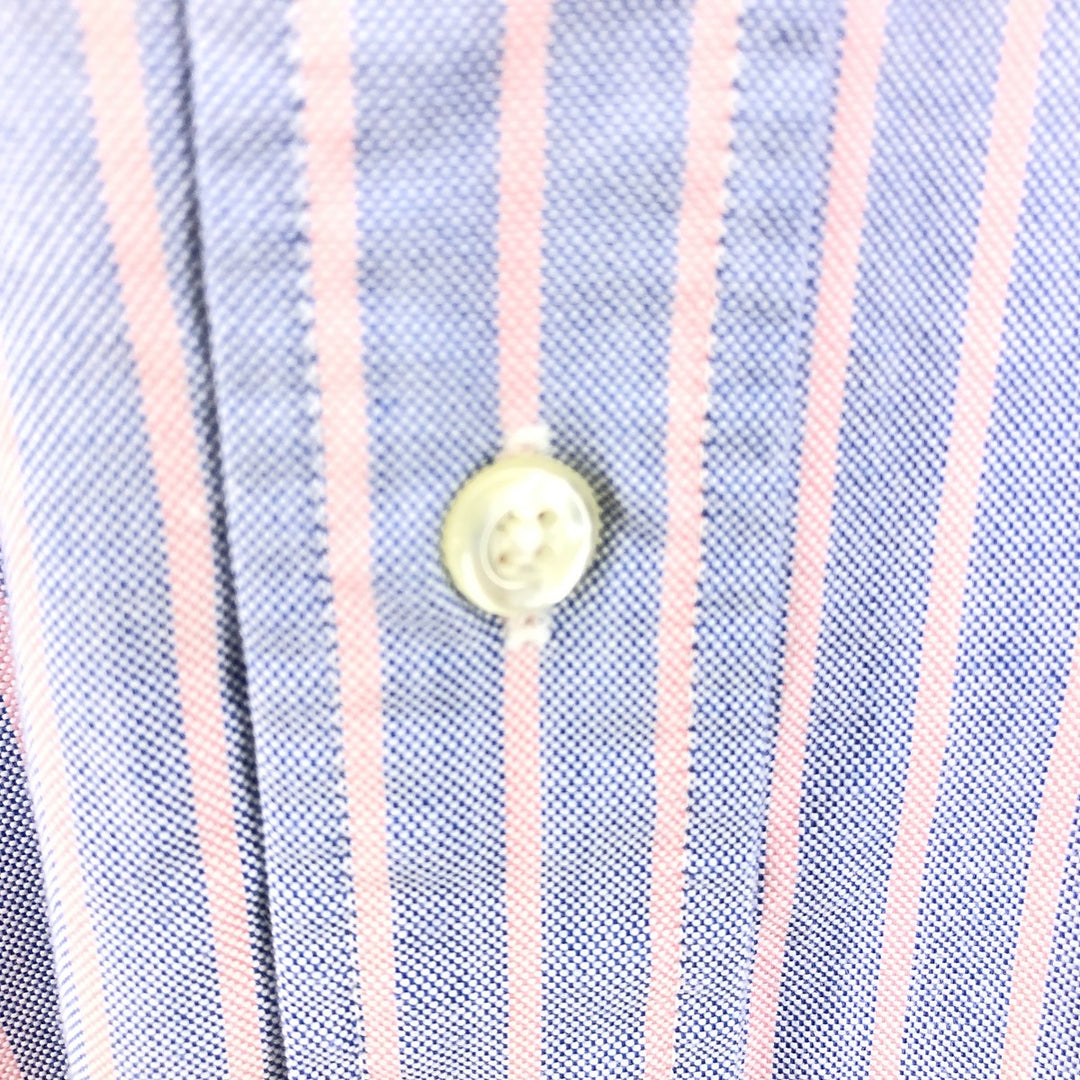 70s~80'S LLBean Long Sleeve Button-Down Striped Shirt Made in USA Men's Size L Vintage cotton blue type Vintage Second Hand
