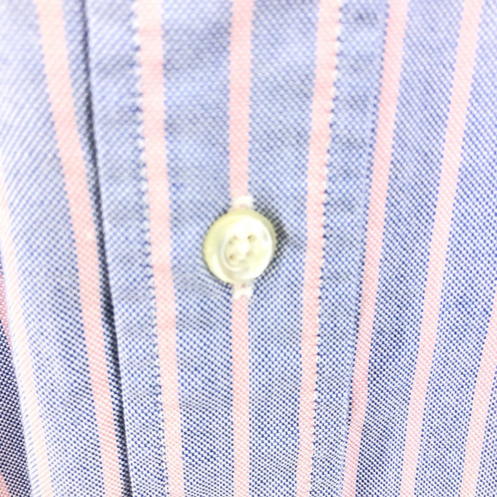 70s~80'S LLBean Long Sleeve Button-Down Striped Shirt Made in USA Men's Size L Vintage cotton blue type Vintage Second Hand