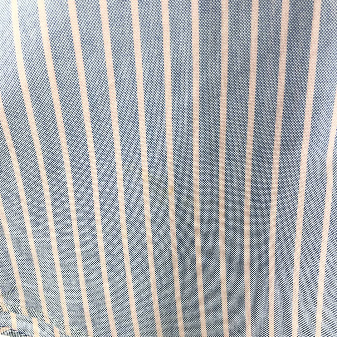 70s~80'S LLBean Long Sleeve Button-Down Striped Shirt Made in USA Men's Size L Vintage cotton blue type Vintage Second Hand