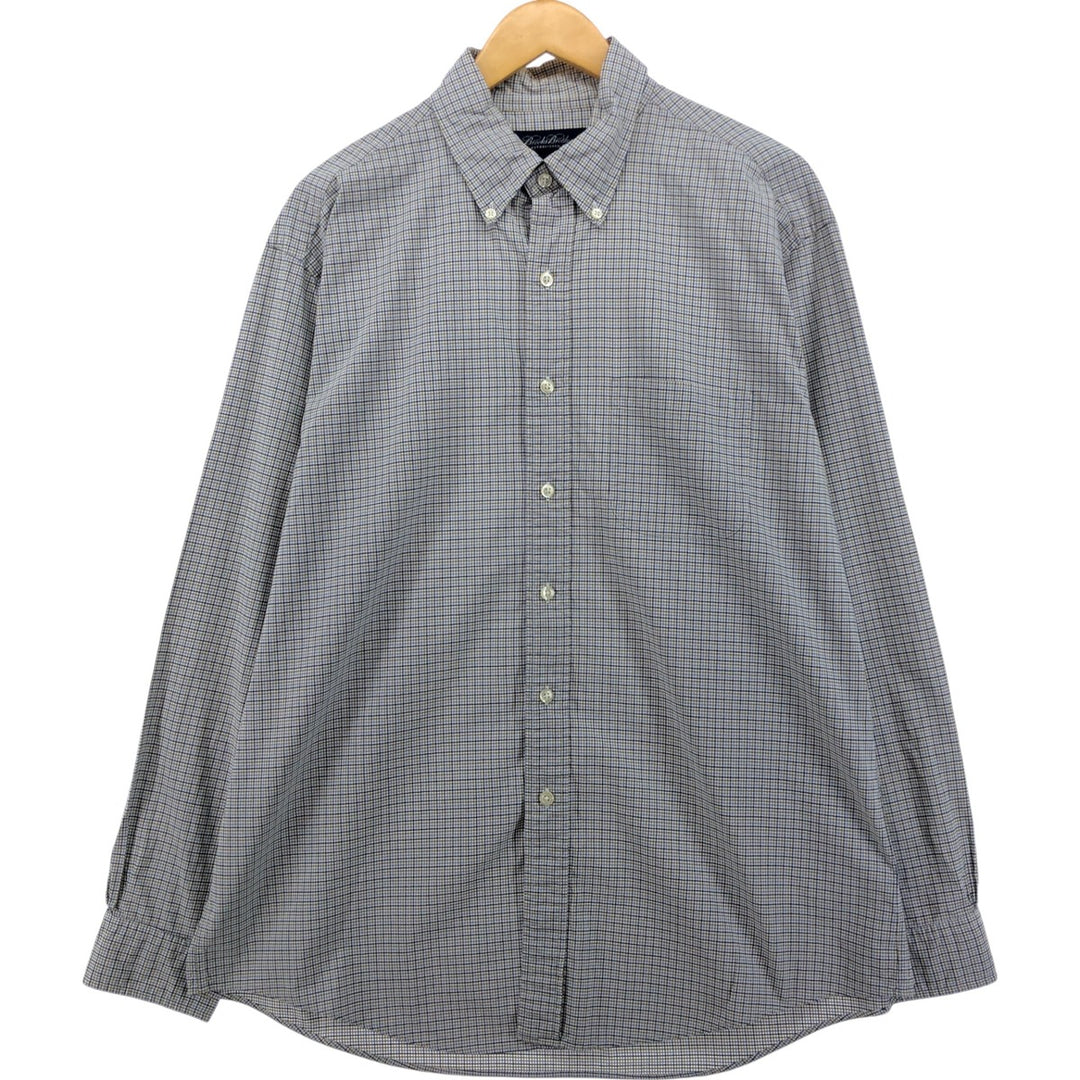 Brooks Brothers Long Sleeve Button-Down Check Shirt, Men's Size L cotton white type Vintage Second Hand