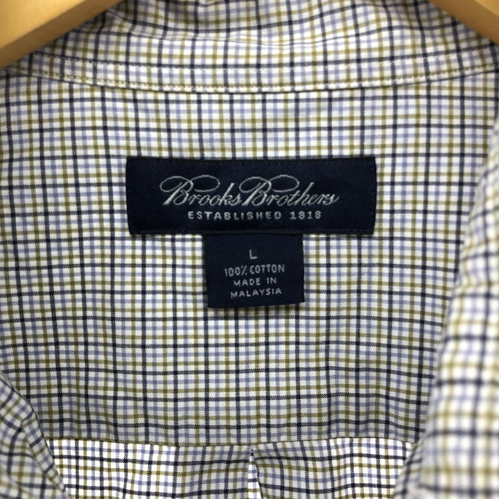Brooks Brothers Long Sleeve Button-Down Check Shirt, Men's Size L cotton white type Vintage Second Hand