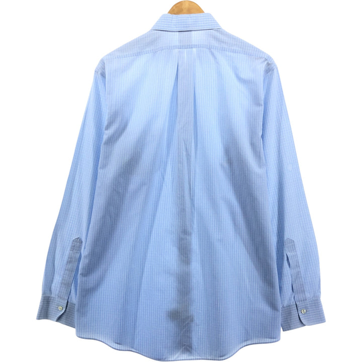 Brooks Brothers Est.1818 Wide Collar Long Sleeve Cotton Check Shirt Men's Size L Supima Cotton Blue type light blue Vintage Second Hand