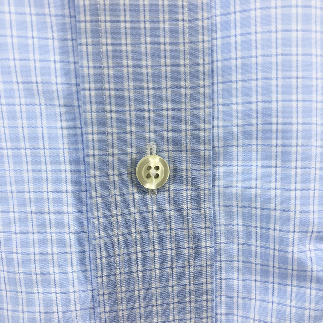 Brooks Brothers Est.1818 Wide Collar Long Sleeve Cotton Check Shirt Men's Size L Supima Cotton Blue type light blue Vintage Second Hand